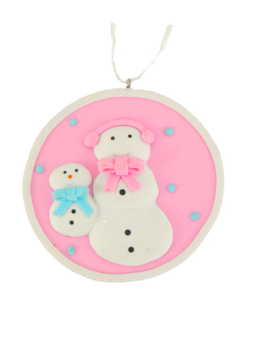 Baby Pink Snowman Family Christmas Ornament