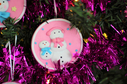 Baby Pink Snowman Family Christmas Ornament