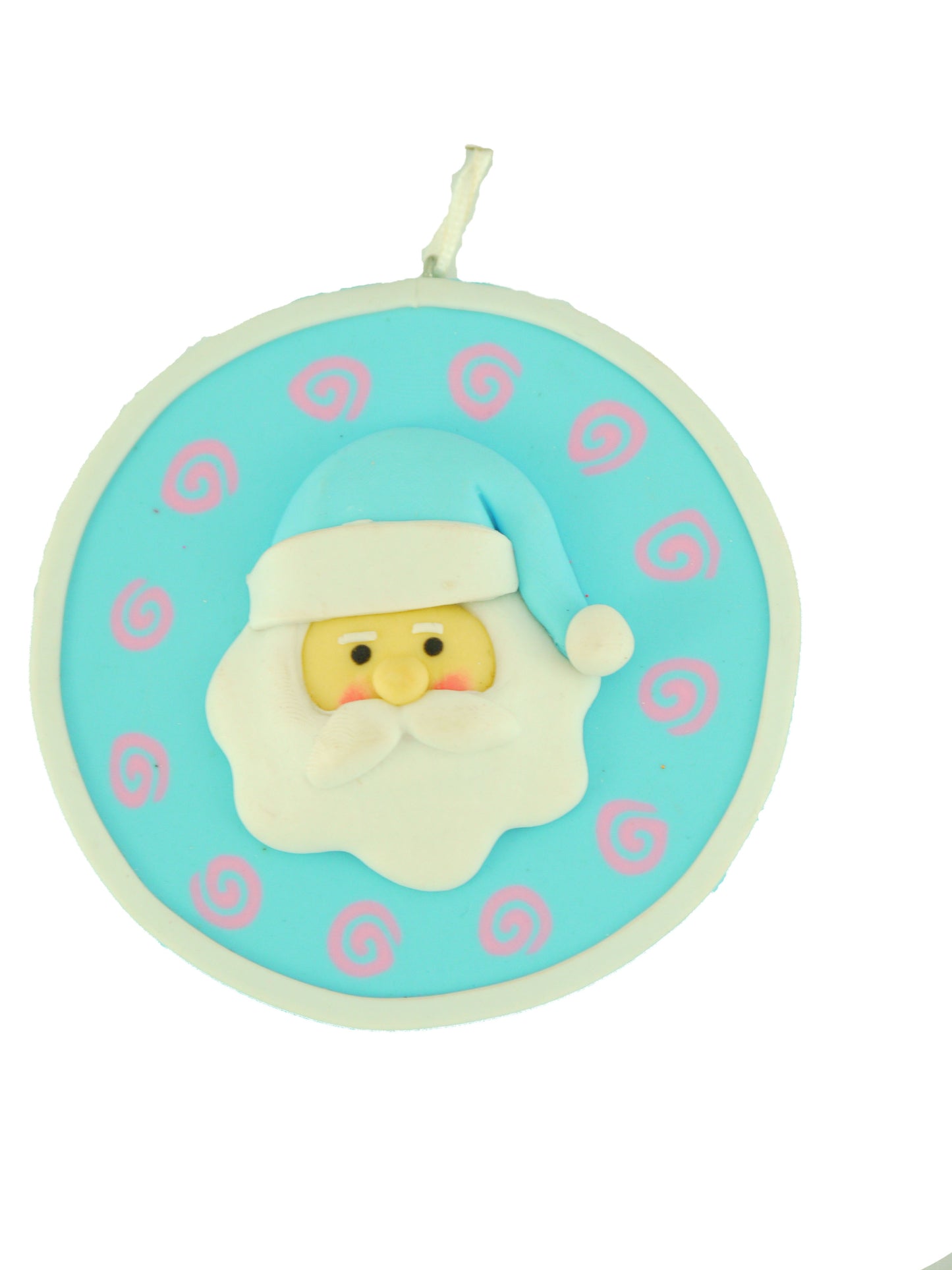 Hand Made Baby Blue Santa Polyclay Christmas Hanging Ornament