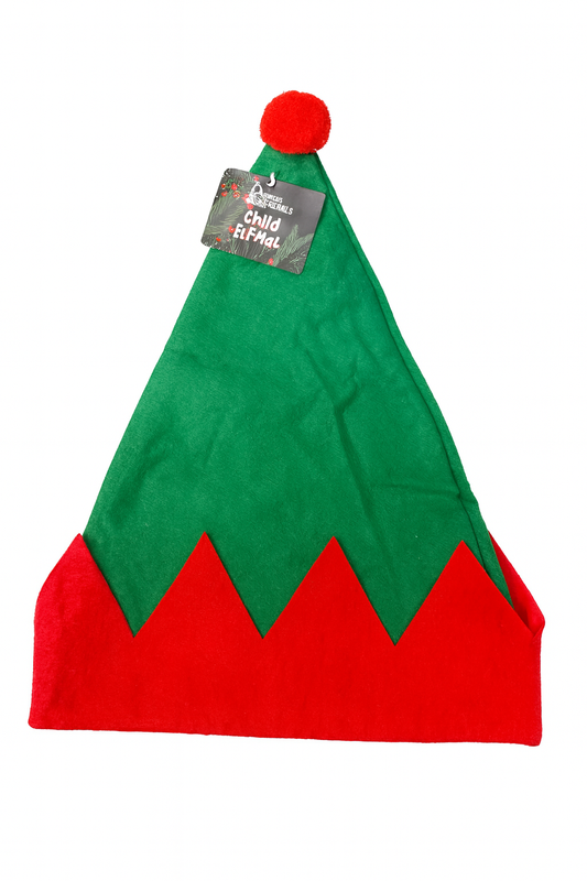 Child Elf Hat Green Red Christmas Costume Hat (25 cm / 9.8 inches Across)