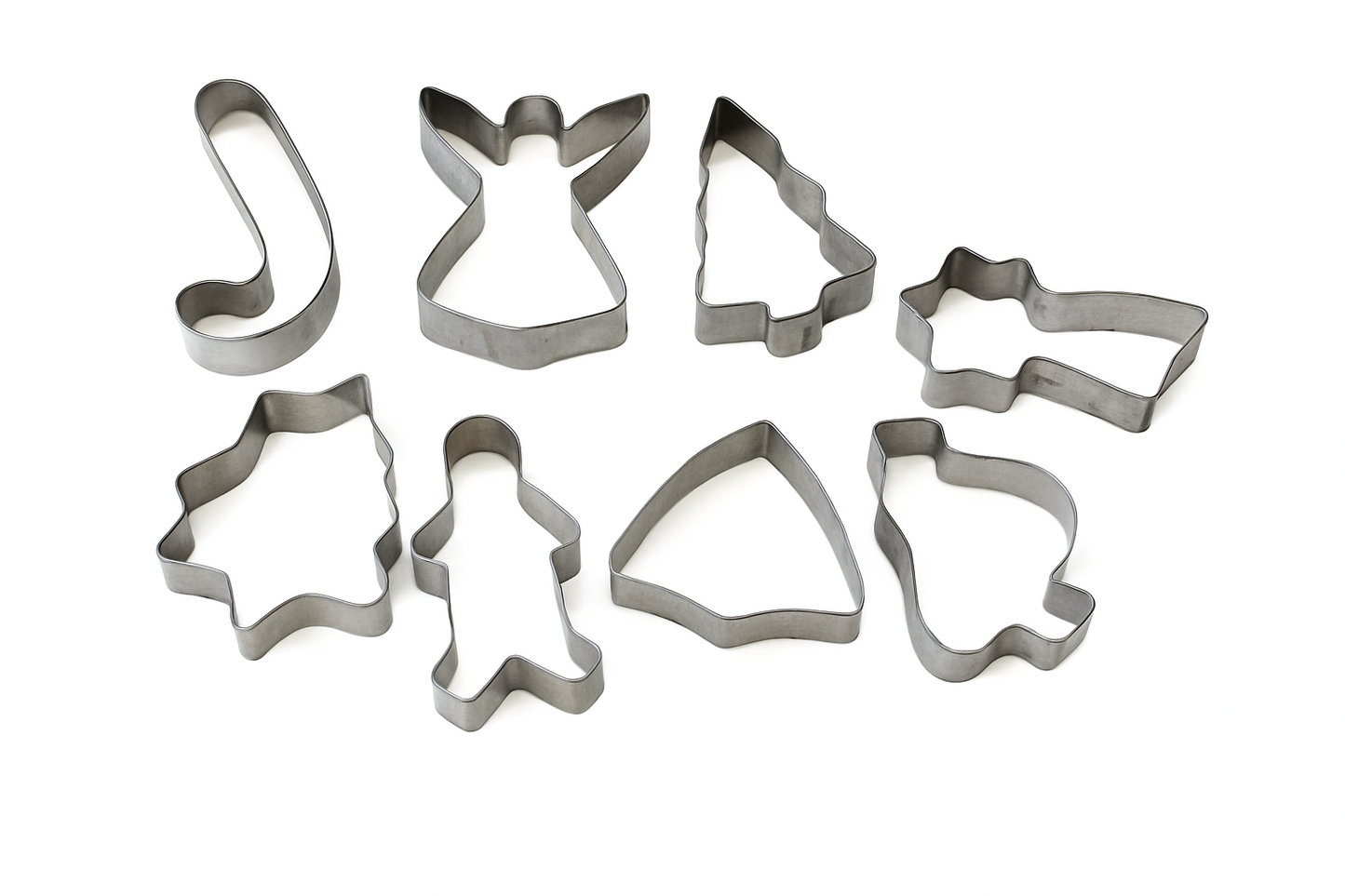 8 Piece Christmas Cookie Cutter Set Stainless Steel Holiday Shapes