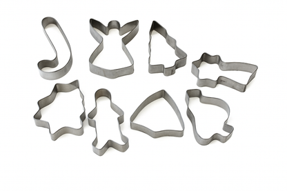 8 Piece Christmas Cookie Cutter Set Stainless Steel Holiday Shapes