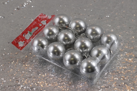 Set of 6 Small Silver Christmas Baubles