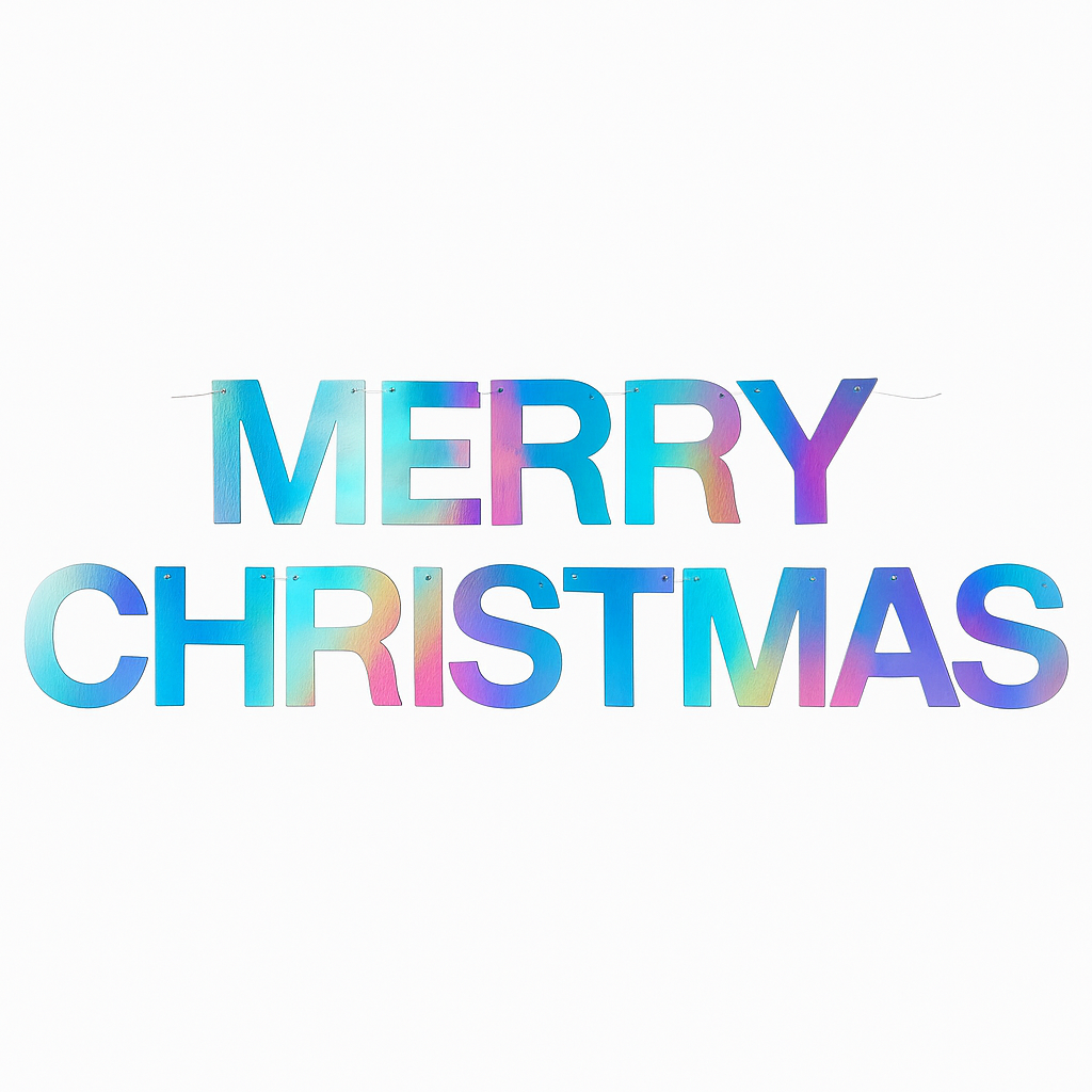 Merry Christmas Banner Iridescent Foil Decoration