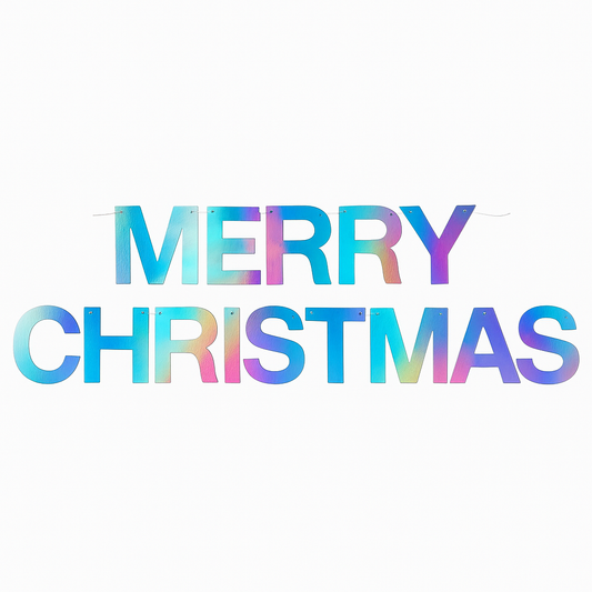 Merry Christmas Banner Iridescent Foil Decoration