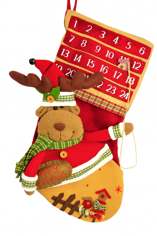 Large Reindeer Advent Calendar Christmas Stocking