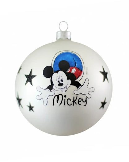 Disney Mickey Mouse Round Christmas Glass Bauble