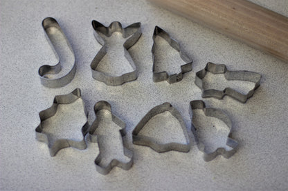 8 Piece Christmas Cookie Cutter Set Stainless Steel Holiday Shapes