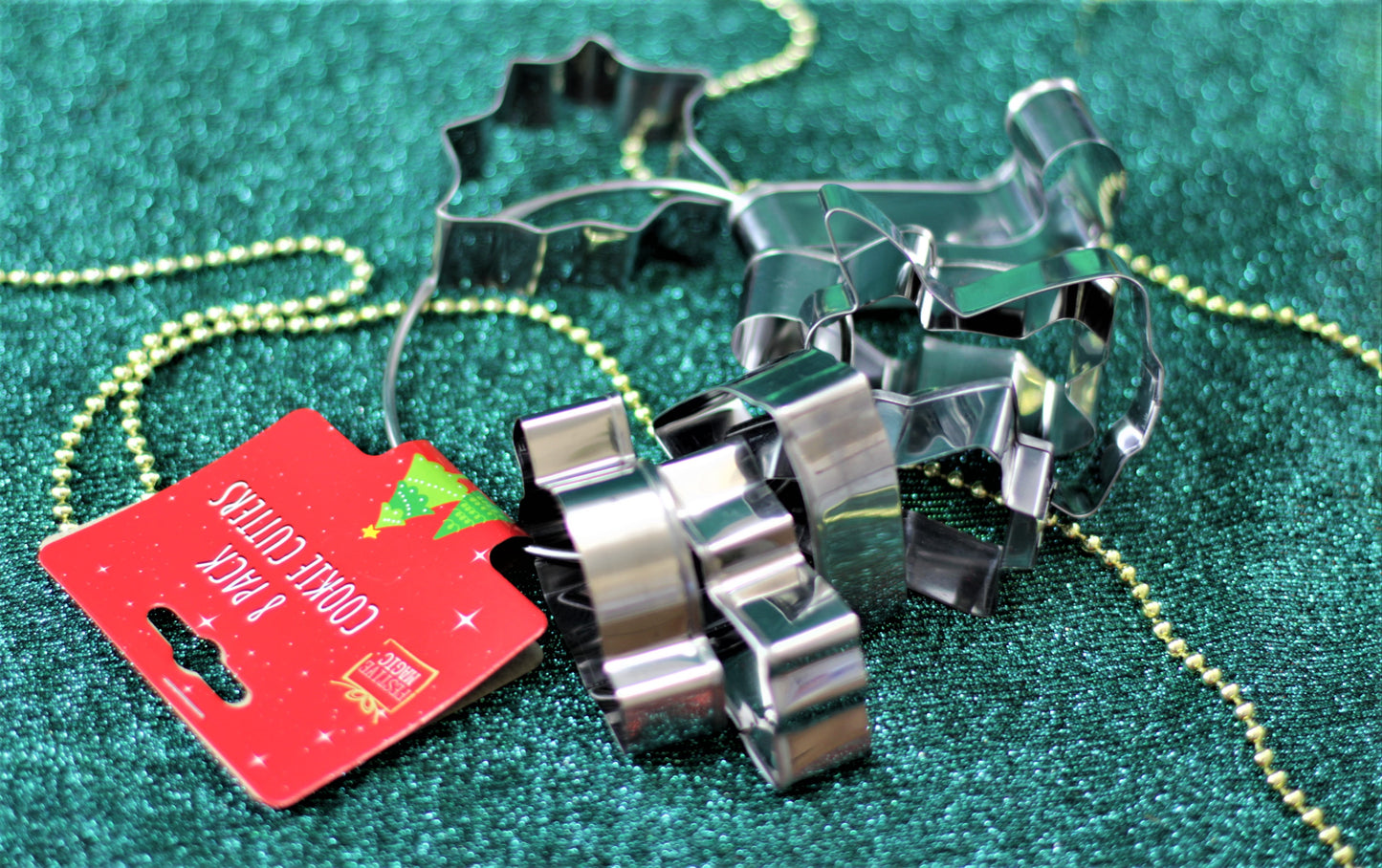 8 Piece Christmas Cookie Cutter Set Stainless Steel Holiday Shapes