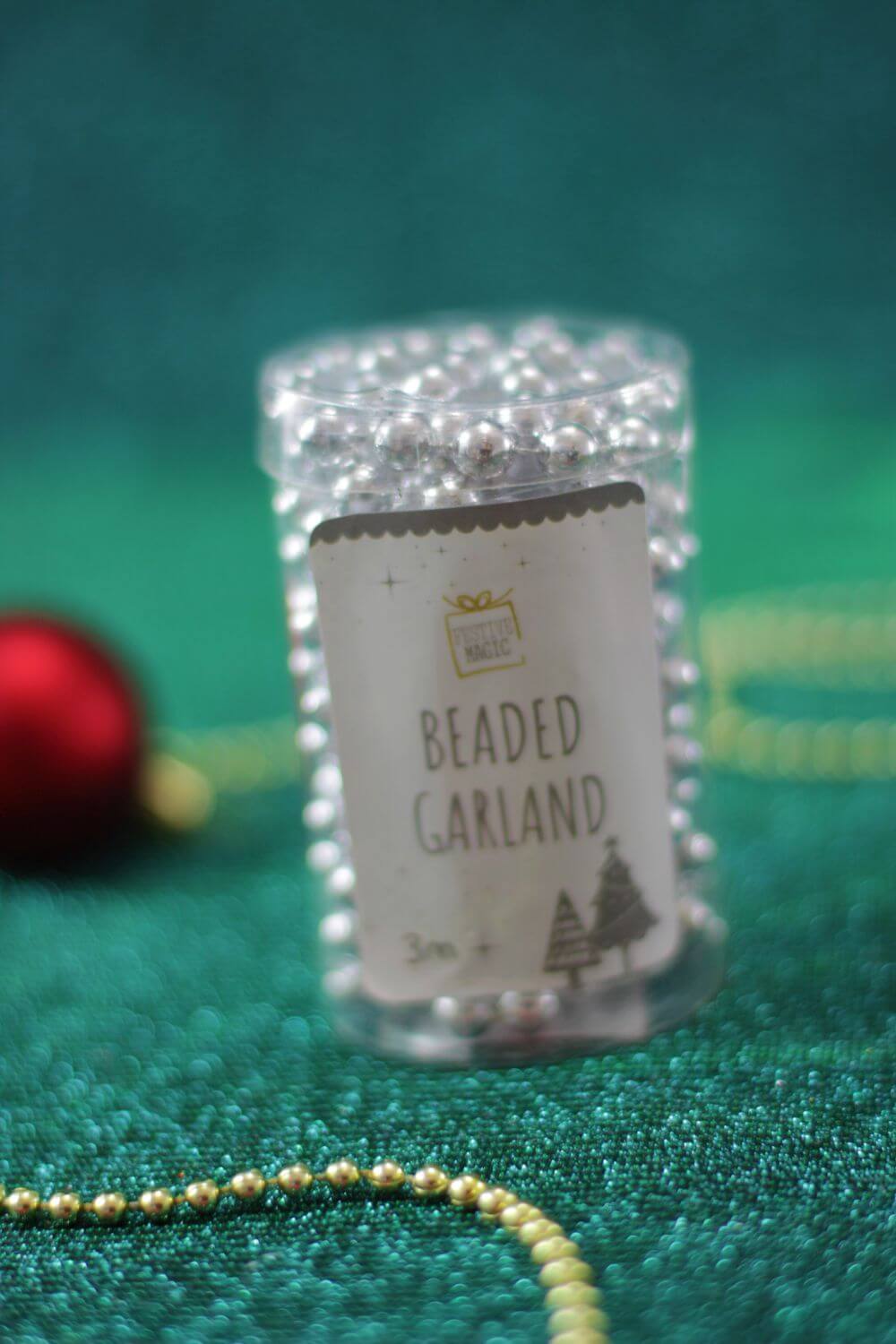 Silver Beaded Tinsel Garland