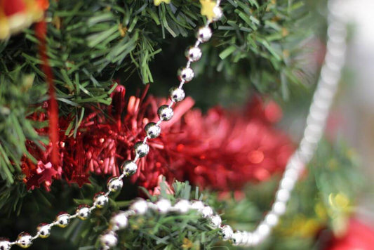 Silver Beaded Tinsel Garland