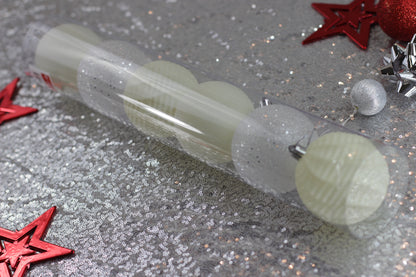 Assorted Set of 6 Creamy Christmas Baubles