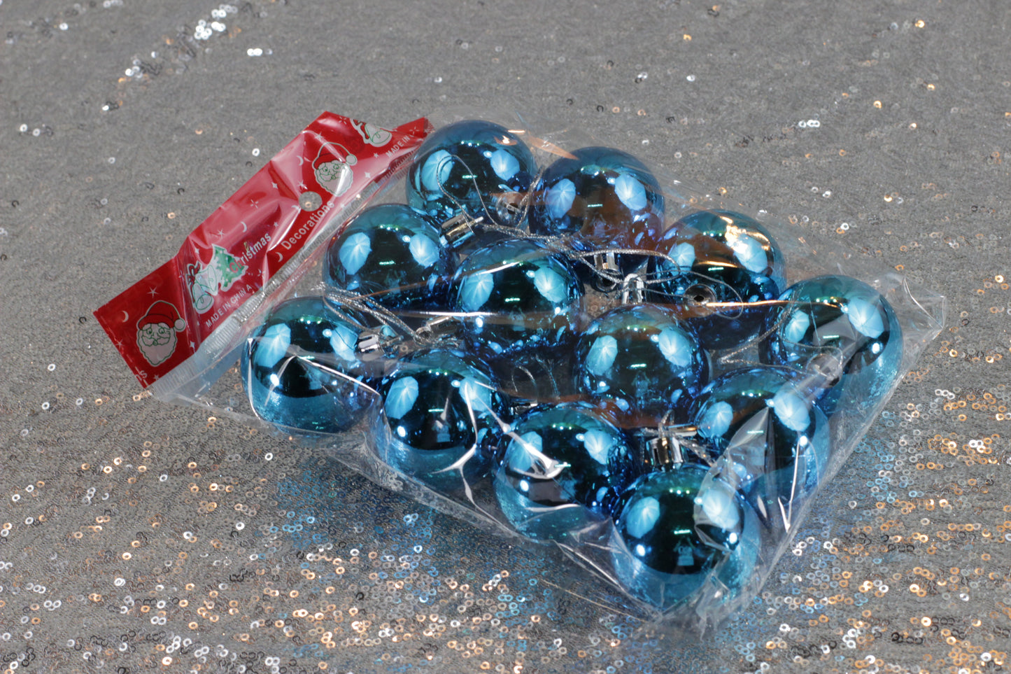 Set of 6 Small Blue Christmas Baubles