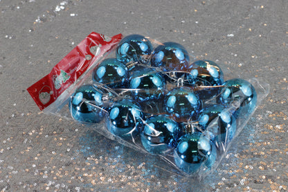 Set of 6 Small Blue Christmas Baubles