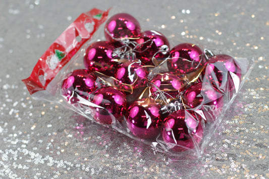 Set of 6 Small Pink Christmas Baubles