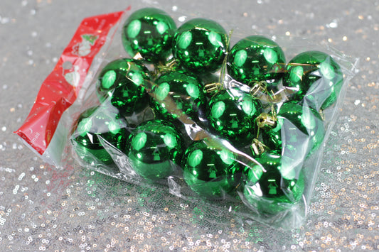 Set of 6 Small Green Christmas Baubles