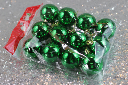 Green Shiny Christmas Baubles – Set of 12