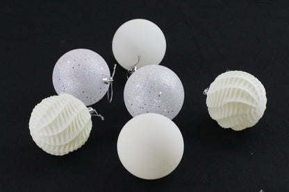 Assorted Set of 6 Creamy Christmas Baubles