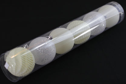 Assorted Set of 6 Creamy Christmas Baubles