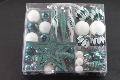 Set of 49 White & Green Christmas Baubles