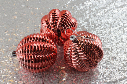 Set of 3 Red & Gold Christmas Baubles