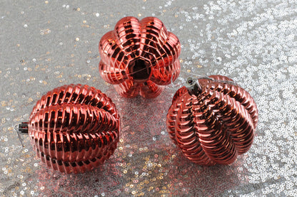 Set of 3 Red & Gold Christmas Baubles