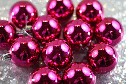 Set of 6 Small Pink Christmas Baubles