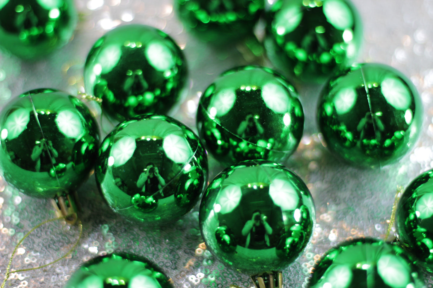 Green Shiny Christmas Baubles – Set of 12
