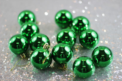 Set of 6 Small Green Christmas Baubles
