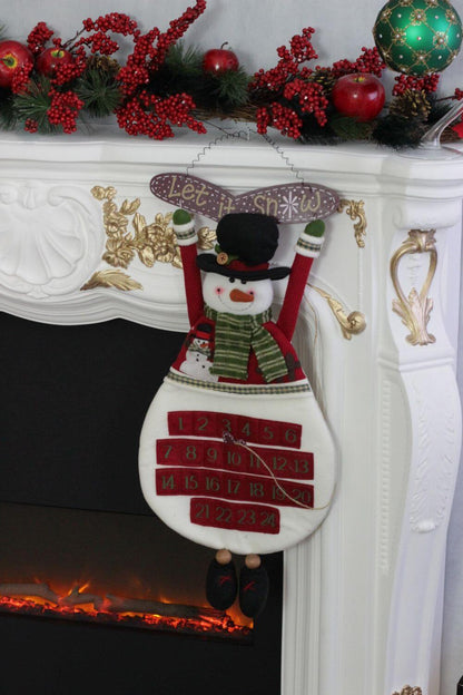 “Let It Snow” Snowman Advent Calendar Wall Hanging