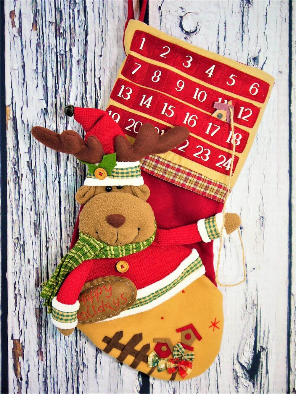 Reindeer Advent Calendar Christmas Stocking