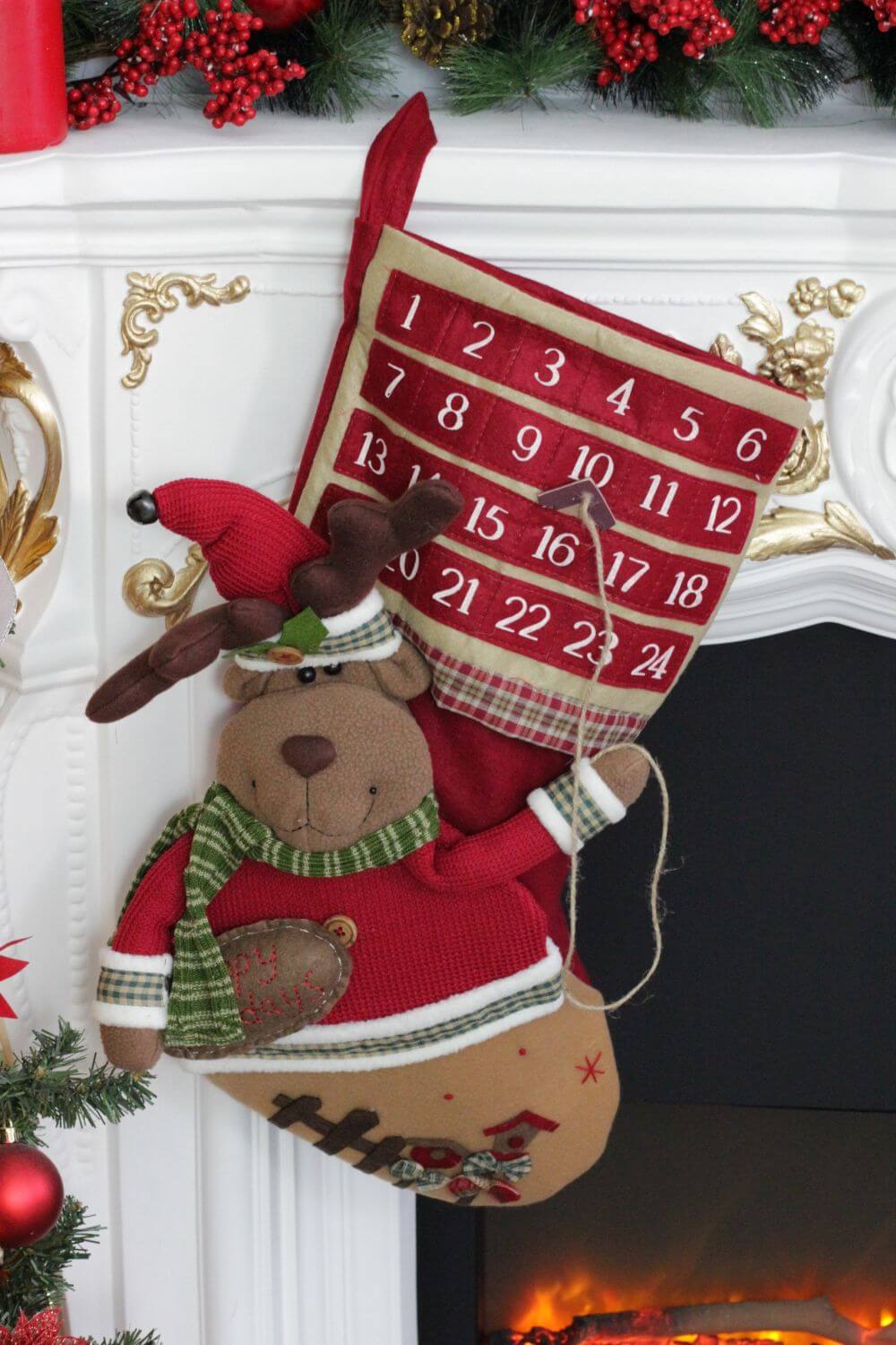 Reindeer Advent Calendar Christmas Stocking