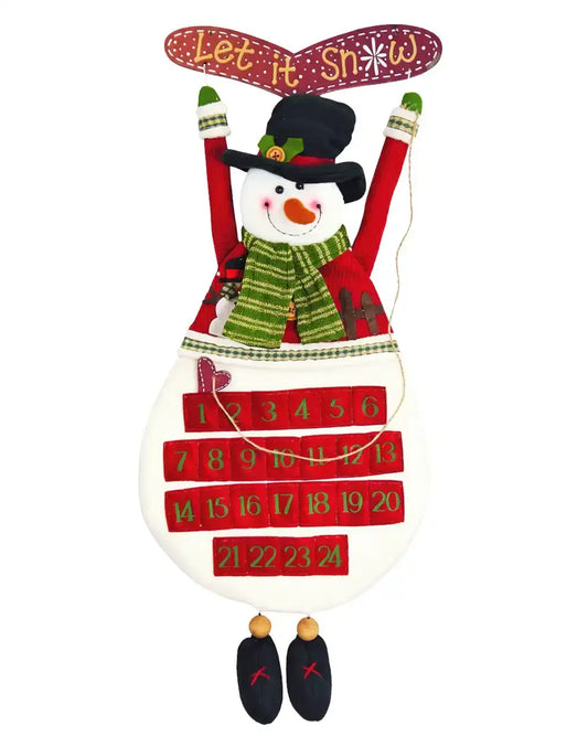 “Let It Snow” Snowman Advent Calendar Wall Hanging