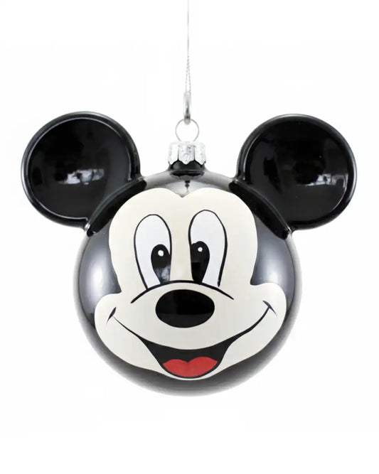 Disney Mickey Mouse Head Glass Christmas Bauble