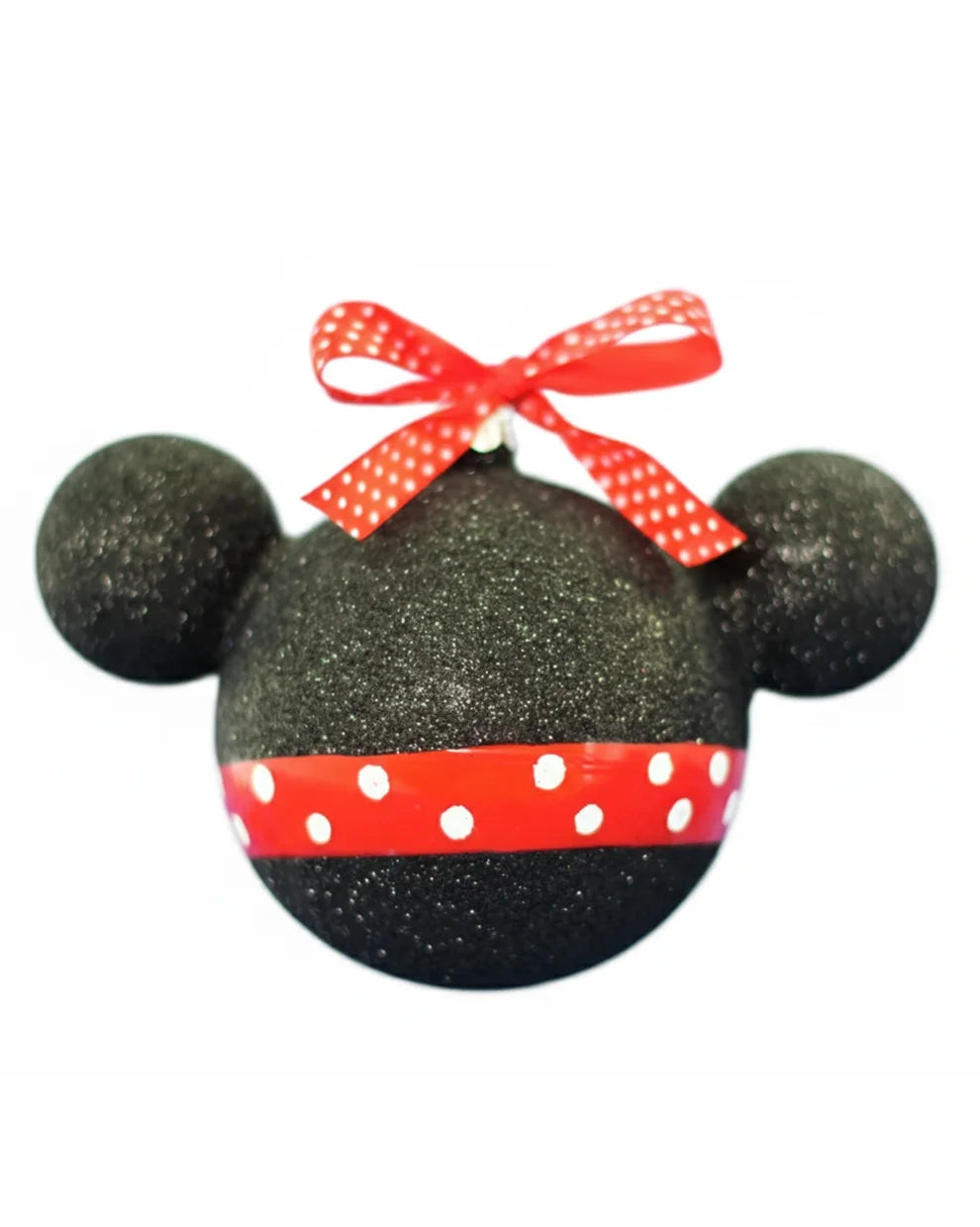 Disney Minnie Mouse Glass Glitter Head Christmas Bauble