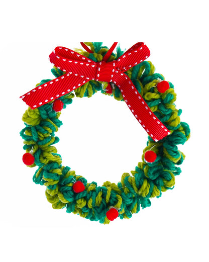 Handmade Woolen Christmas Wreath Hanging Ornament