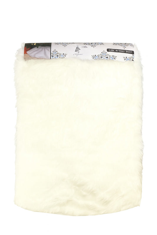 White Faux Fur Christmas Tree Skirt 100 cm (39") Diameter
