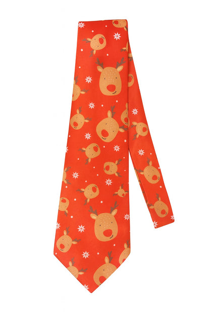 Musical Christmas Tie Red Reindeer Novelty Holiday Tie