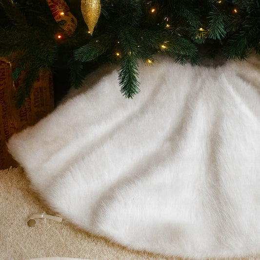 White Faux Fur Christmas Tree Skirt 100 cm (39") Diameter