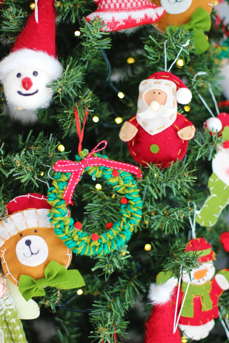 Handmade Woolen Christmas Wreath Hanging Ornament