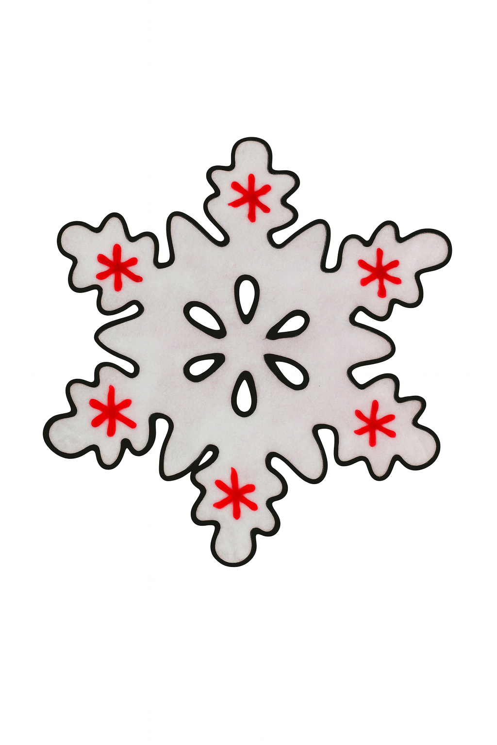 Snowflake Window Sticker White Red Christmas Decoration 19 x 20 cm / 7 x 8”
