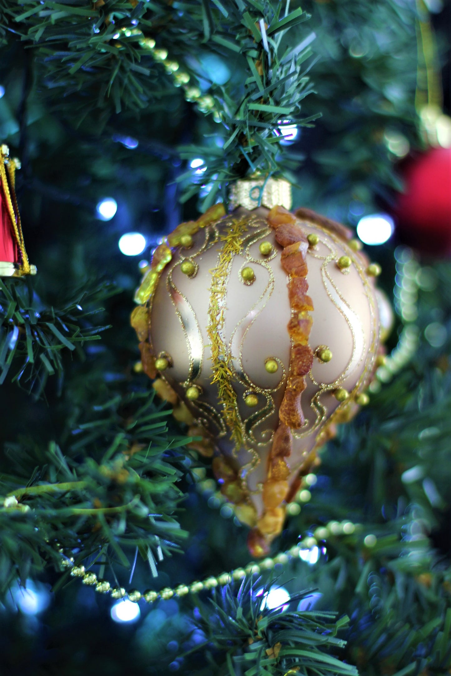 Handmade Baltic Amber Christmas Ornament