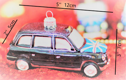 London Taxi Glass Christmas Ornament