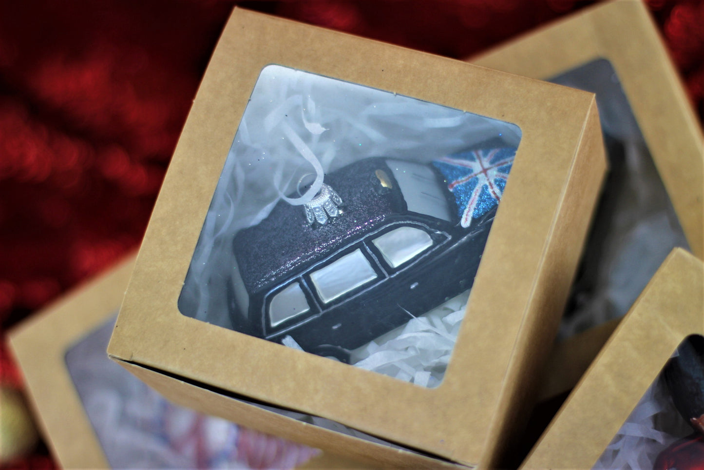 London Taxi Glass Christmas Ornament