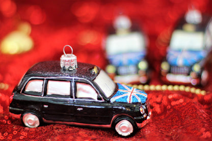 London Taxi Glass Christmas Ornament