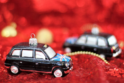 London Taxi Glass Christmas Ornament