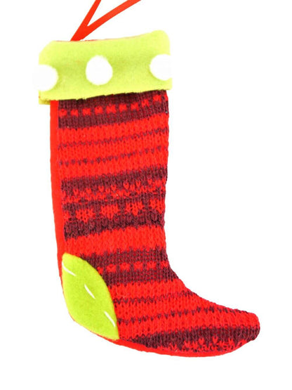 Red & Green Knitted Christmas Stocking