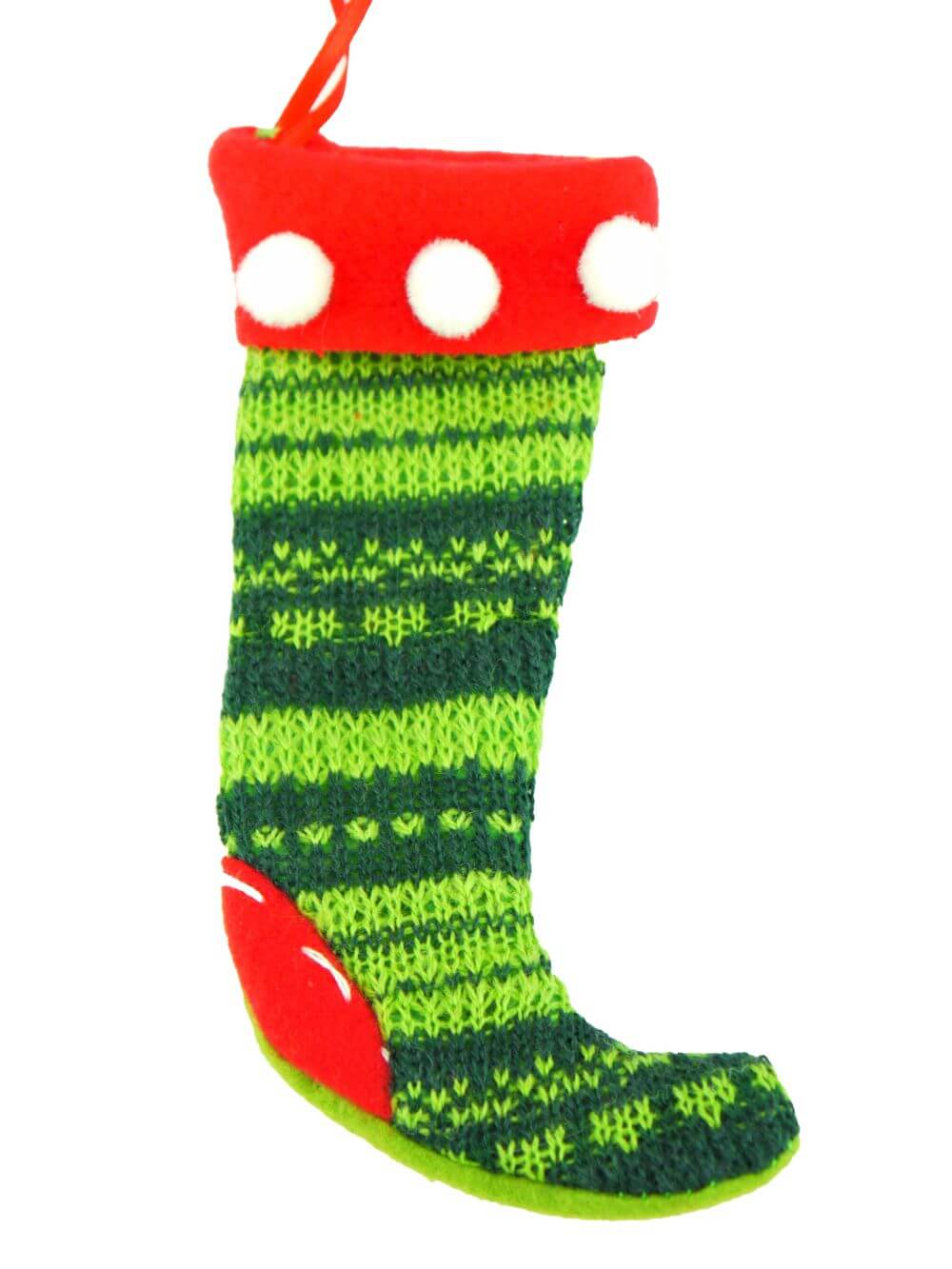 Green & Red Knitted Small Christmas Stocking