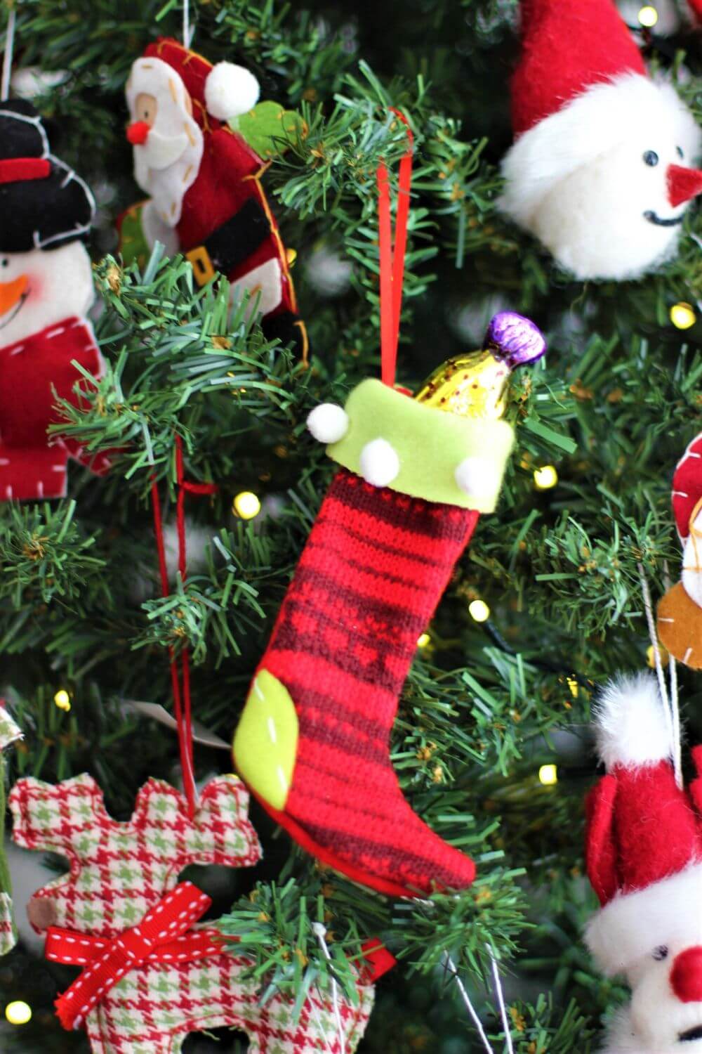 Red & Green Knitted Christmas Stocking