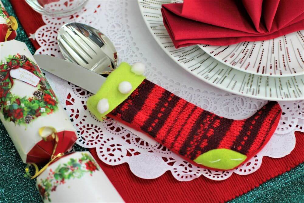 Red & Green Knitted Christmas Stocking
